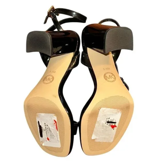 Michael Kors Black Patent Leather Strappy Block Heel Sandals (Size 5.5M) - Picture 3 of 7